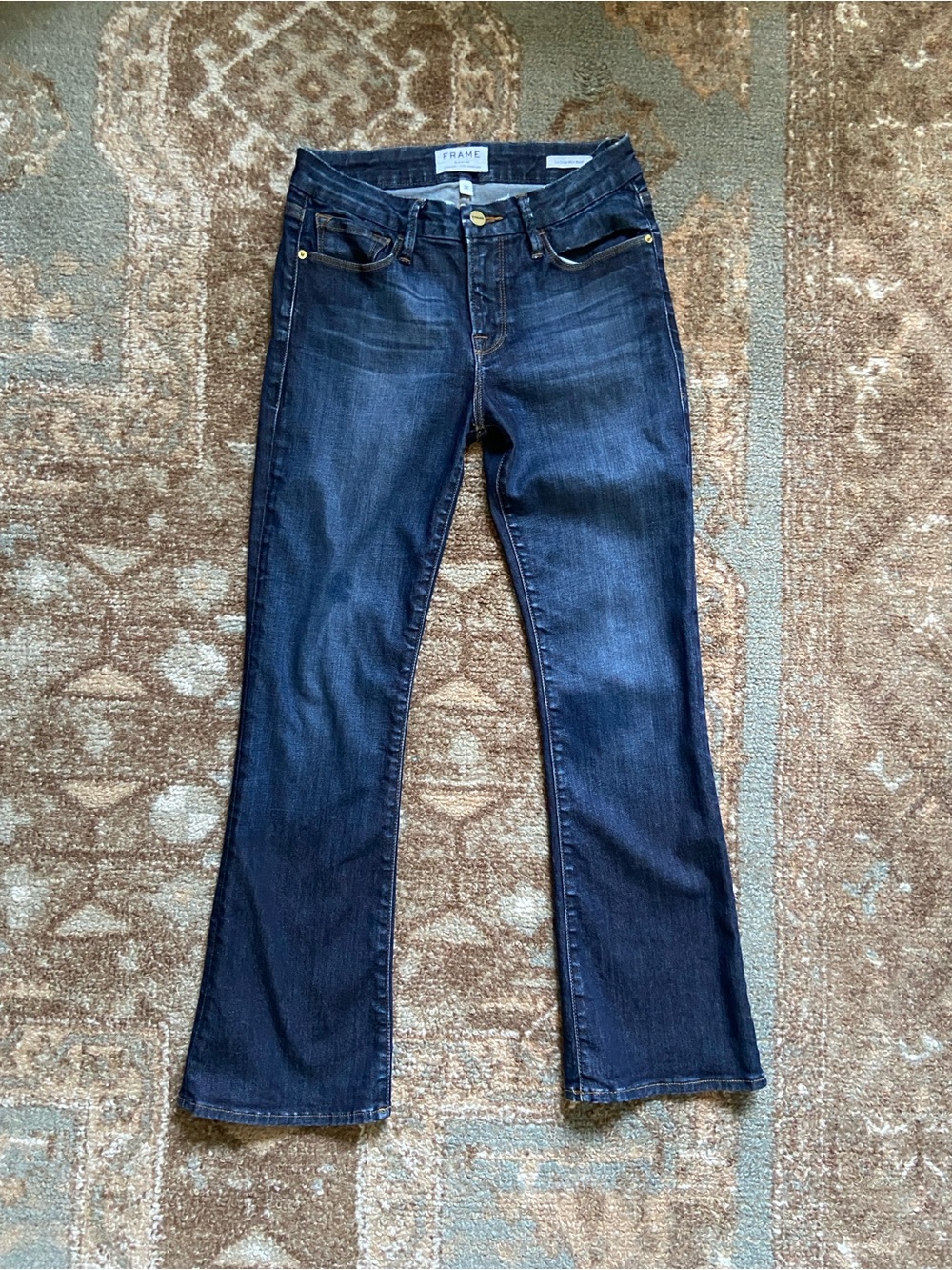 Frame Denim Women's Le Crop Mini Boot Jeans in Dark Blue Wash